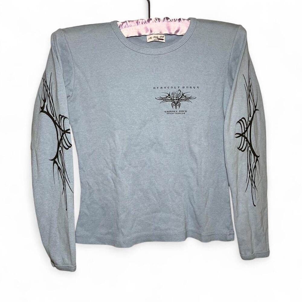 Heavenly Hoggs My Baby Doll Cyber Biker Punk Long Sleeve Top Size Medium